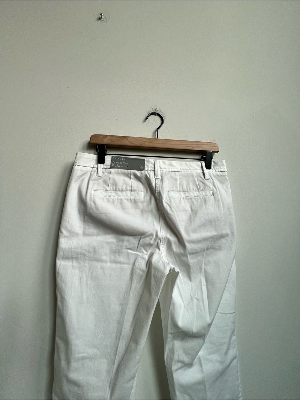 NWT Talbots Girlfriend Supersoft Chino Pants 4 Petite Ankle Length White Relaxed - Picture 10 of 14